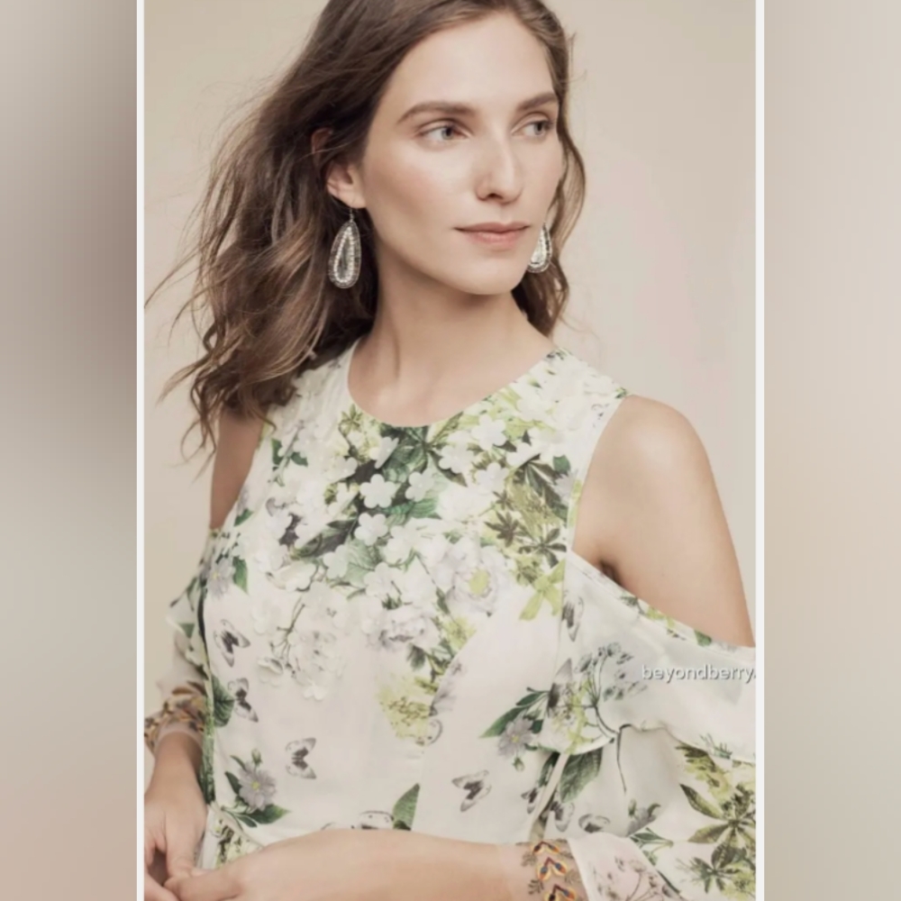 Anthropologie Petra Ruffled Open-Shoulder Dress by Varun Bahl - Picture 4 of 7